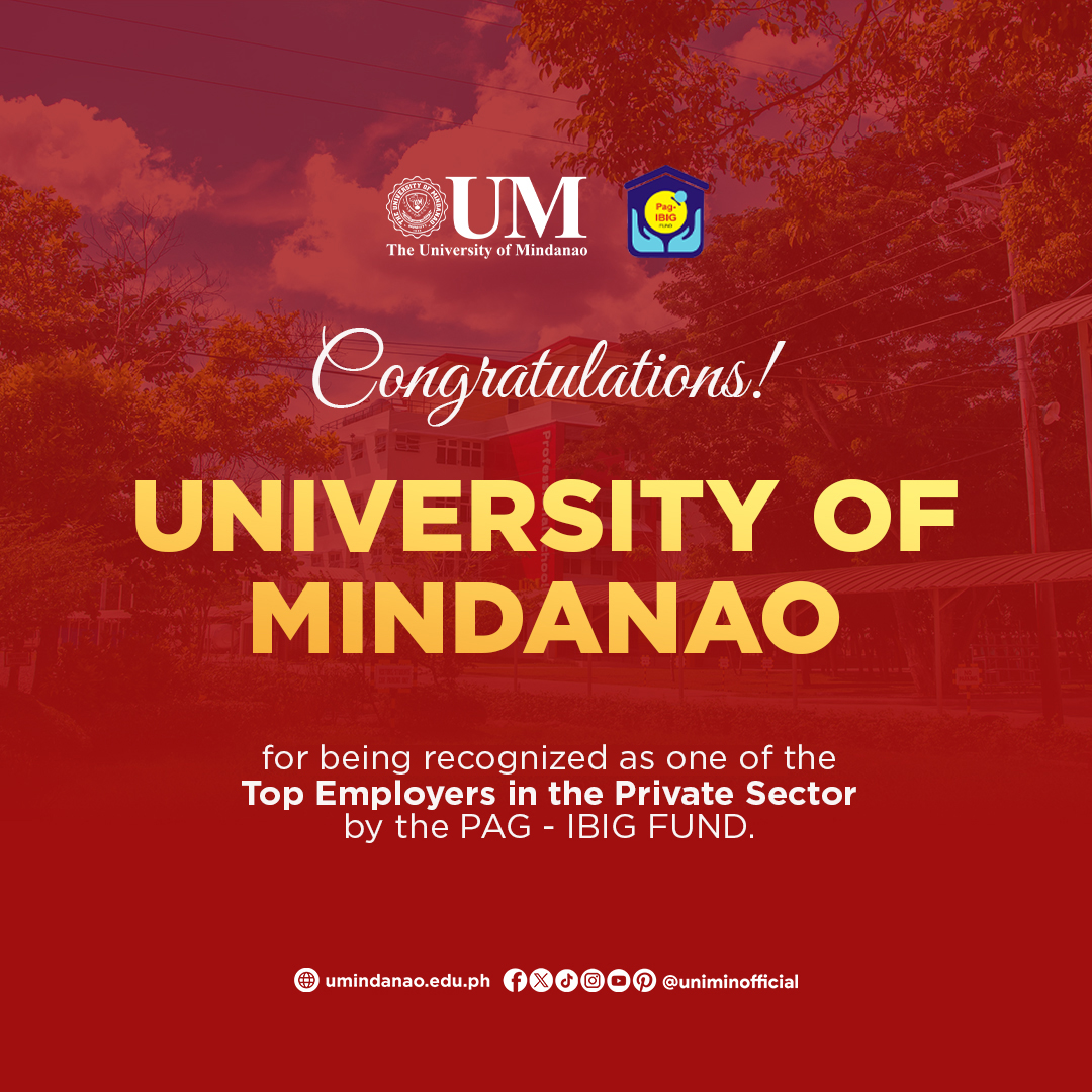 The University of Mindanao has been honored as one of the Top Employers in the Private Sector by the Pag-IBIG Fund